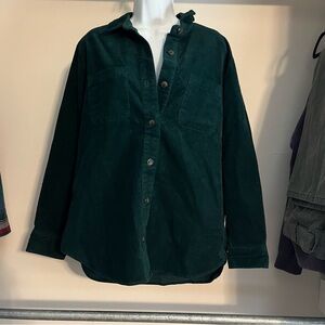 J. Crew Green Corduroy Button Down Shirt Size Medium